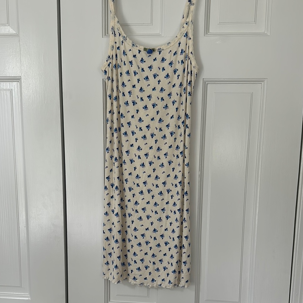 Urban Outfitters Cream and Blue Mini Dress